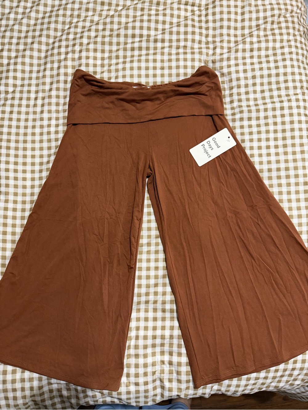 Brown gaucho wide leg pants